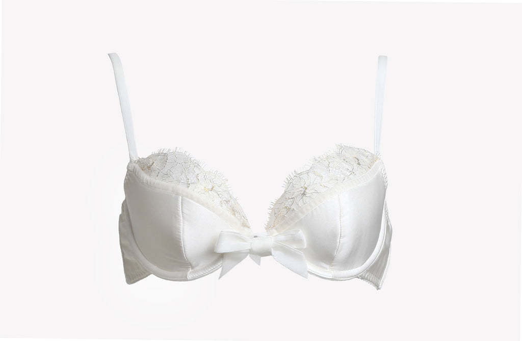 White Russian Silk Plunge Bra – Le Macaron